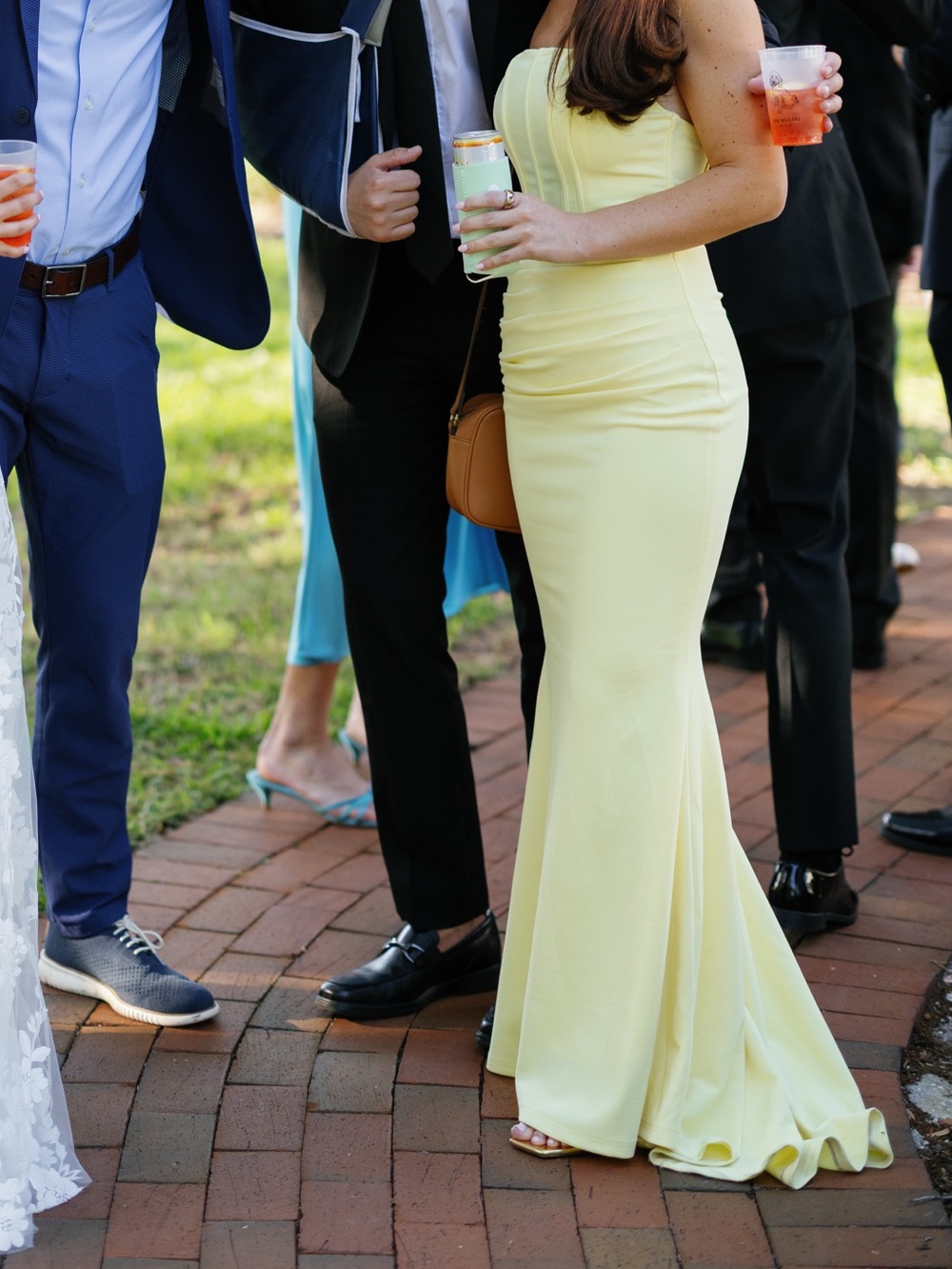 Lulu's Strapless Lemon Yellow Mermaid Gown - Picture 7 of 7